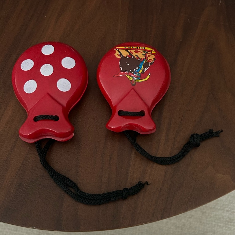 Red Wooden Castanets - Musical Instrument